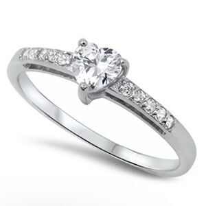 🍓Size 8 Heart Promise Ring | 925 Sterling Silver| Swarovski Gem